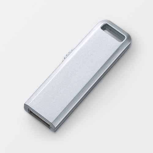USBメモリ 8GB USB2.0 シルバー スライドタイプ ストラップ付き サンワサプライ製
