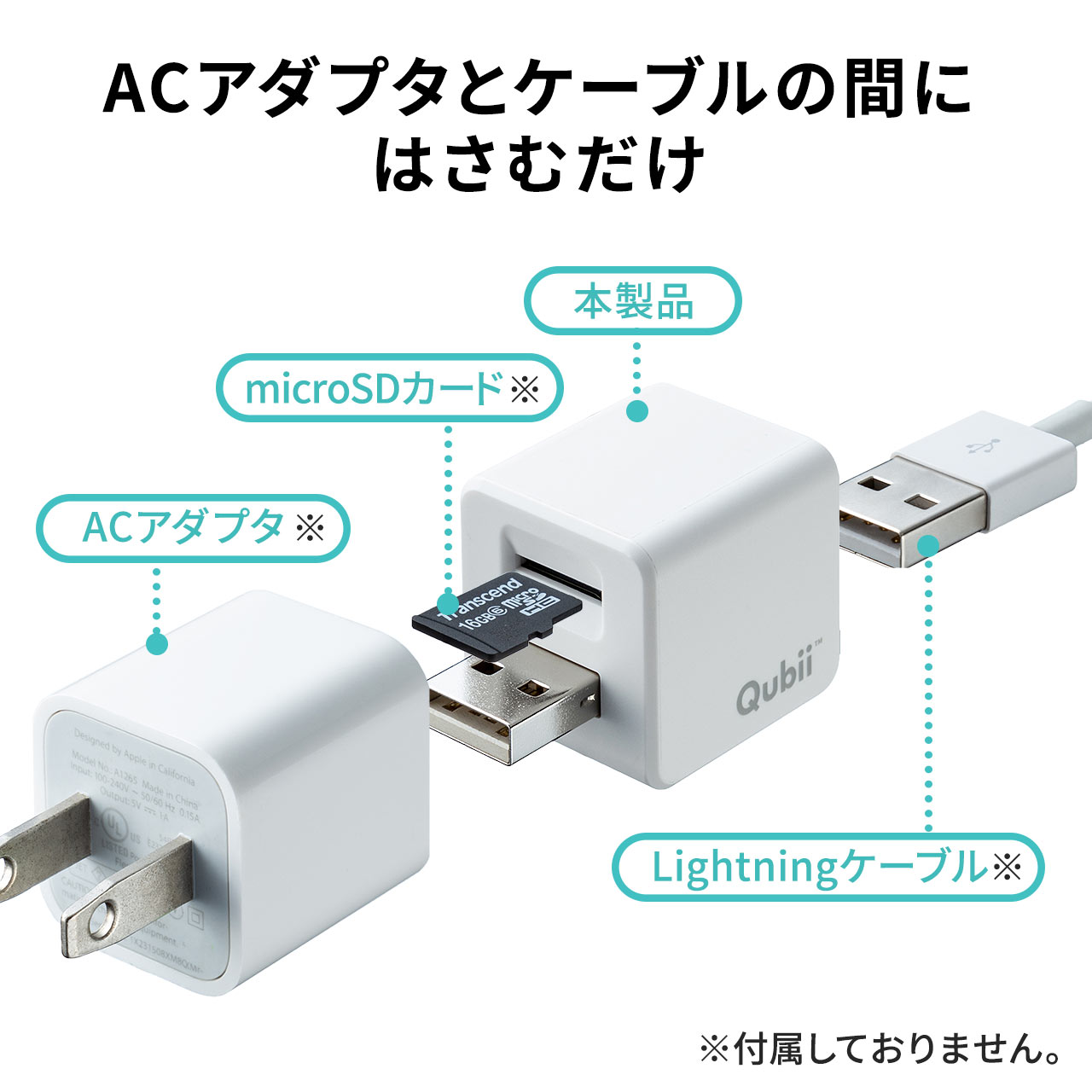 Qubii】iPhone カードリーダー 充電しながらバックアップ microSD保存 PC不要 MFi認証品【メモリダイレクト】