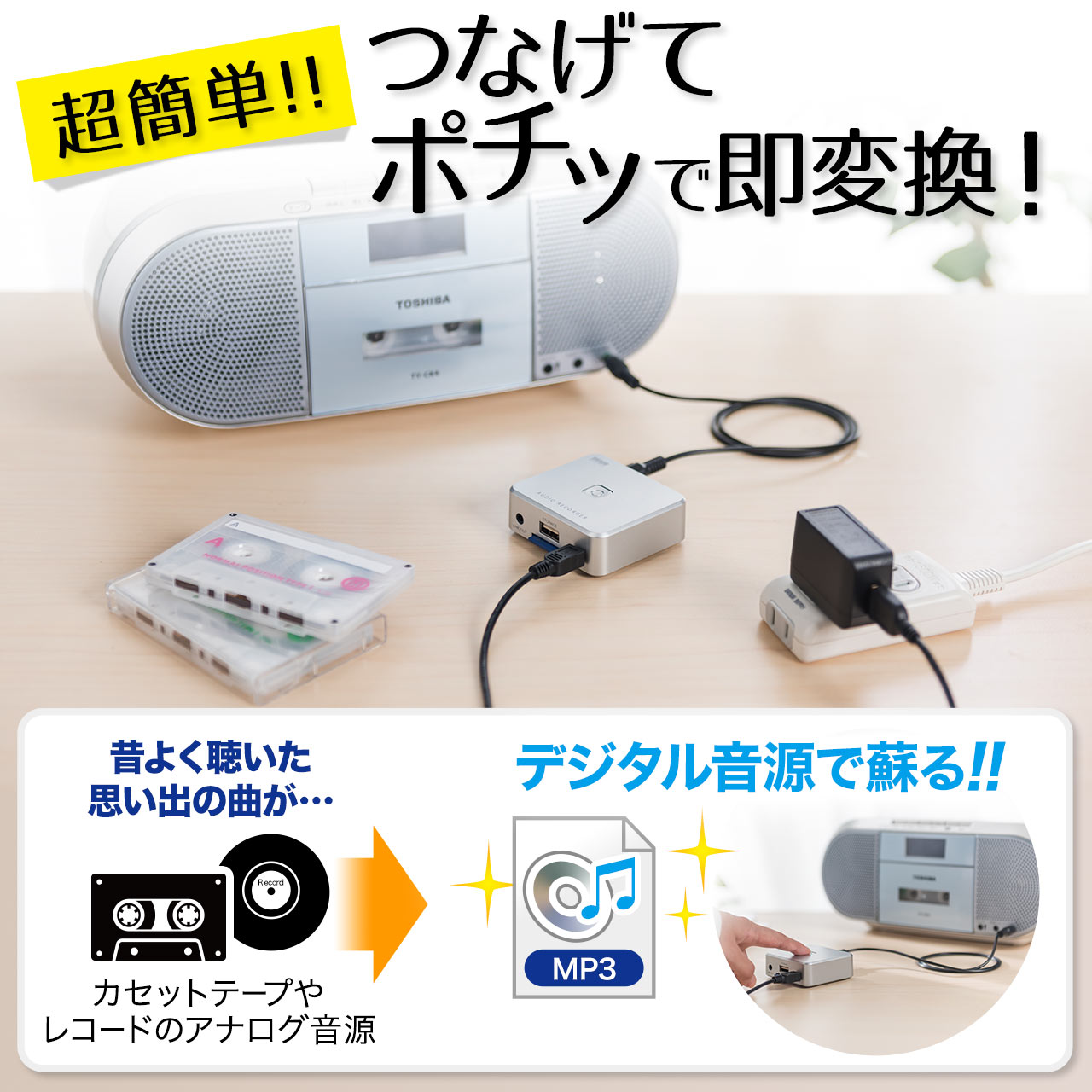 オーディオキャプチャー パソコン不要 SD/USBメモリ保存 RCA/ステレオミニ外部入力【メモリダイレクト】