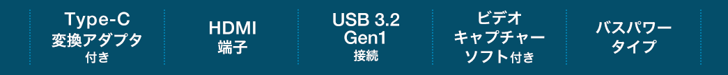 Type-C変換アダプタ付き HDMI端子 USB3.2Gen1接続 ビデオキャプチャーソフト付き
