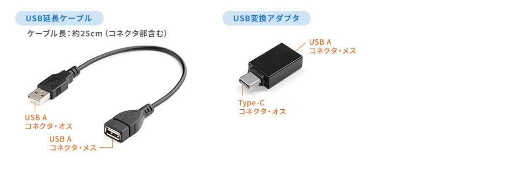 USB延長ケーブル　USB変換アダプタ