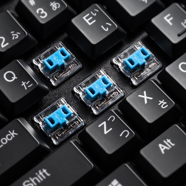 メカニカルキーボード 青軸 メカニカル テンキー付き バックライト搭載 ロープロファイルスイッチ Nキーロールオーバー メモリダイレクト