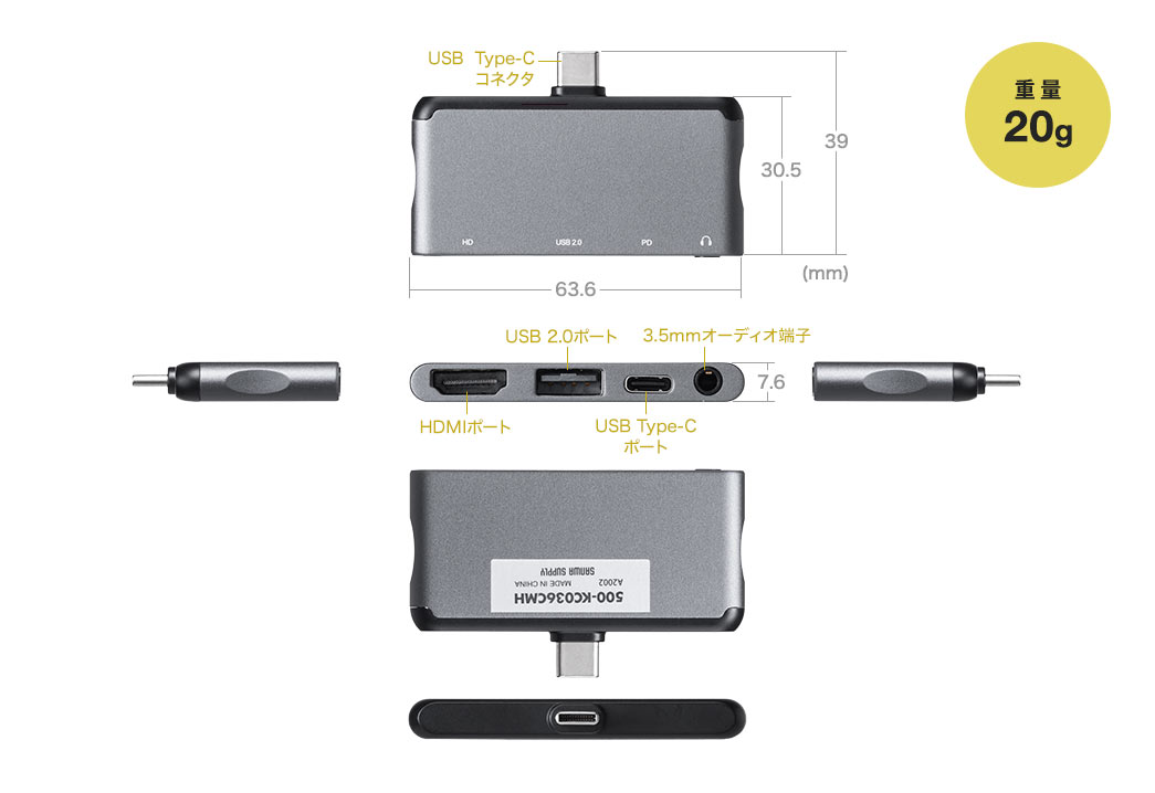 USB Type-Cコネクタ HDMIポート