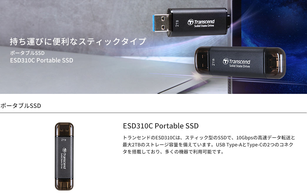 持ち運びに便利なスティックタイプ ポータブルSSD ESD310C Portable SSD