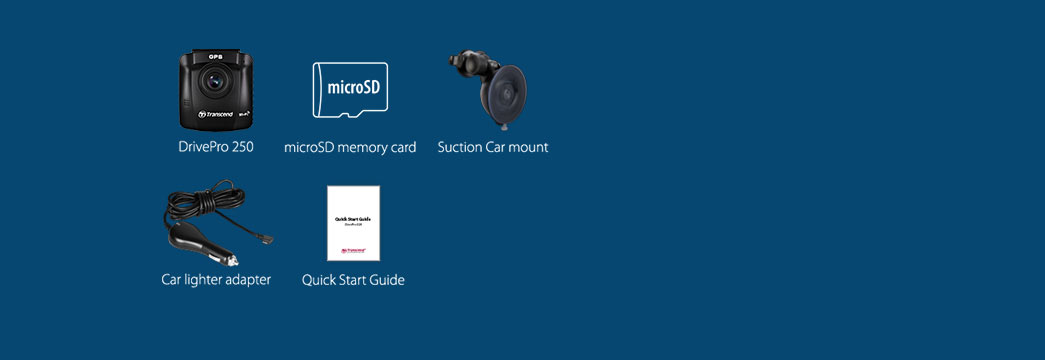 DrivePro 250／microSD memory card／Suction Car mount