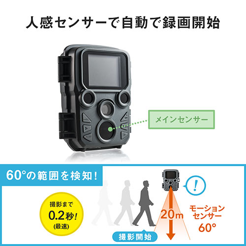 カメラ 防犯カメラ 防犯カメラ トレイルカメラ+256GB microSDXCカードのセット(400-CAM098 