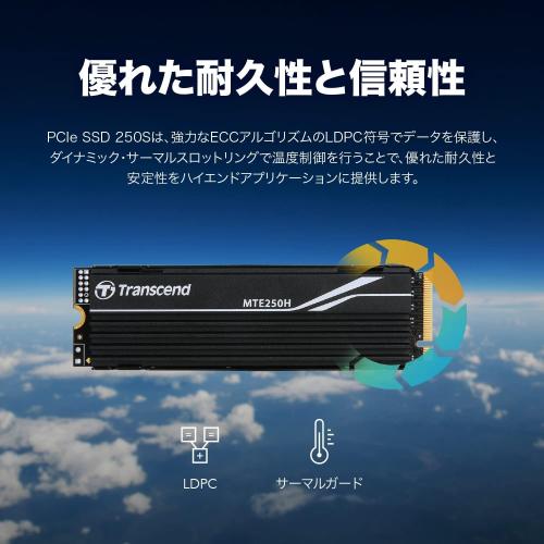 M.2 SSD 2TB PCIe Gen4×4 NVMe 3D NAND Transcend MTE250H PS5