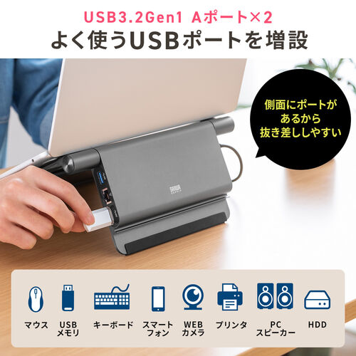 ◇8/30 16時まで特価◇【在庫限り】ドッキングステーション Type-C接続 スタンド型 ノートパソコンスタンド対応 4K/60Hz PD100W  有線LAN対応【メモリダイレクト】