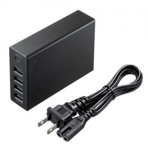 【アウトレット】USB充電器 PD対応 Type-Cポート 合計60W 5ポート ブラック