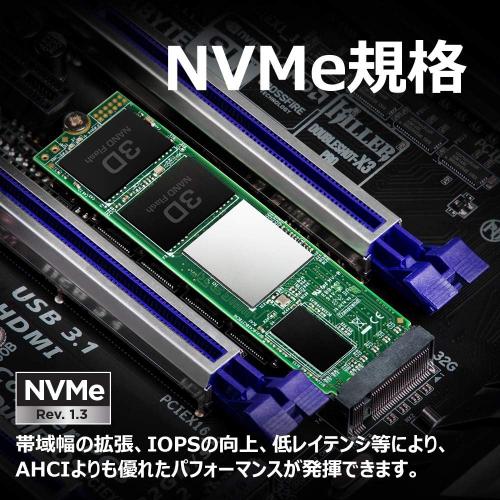 M.2 SSD 512GB PCIe NVMe 1.3準拠 Gen3×4 3D NAND Transcend製【メモリ