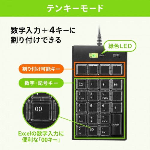 鳥　NＴ-19 プログラマブルテンキー NT-19UH2BKN2 22キー割当 有線 USB-A