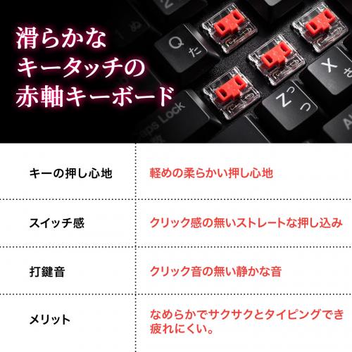 サンワダイレクト メカニカルキーボード 赤軸 ゲーミング 日本語配列 PS4対応 LEDバックラ