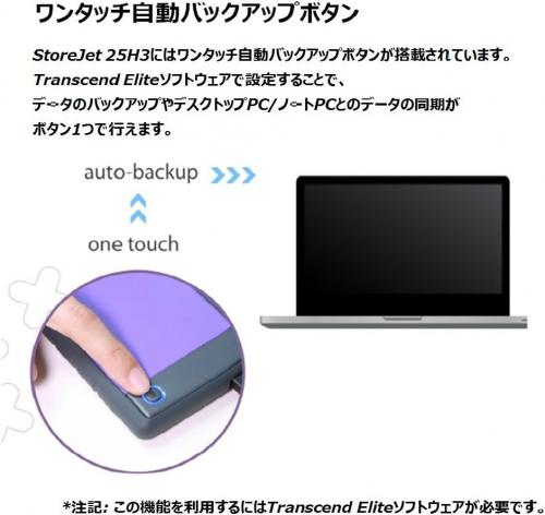 耐衝撃 ポータブルHDD 4TB USB3.1 Gen1 Transcend StoreJet 25H3P パープル【メモリダイレクト】