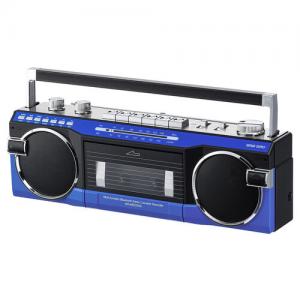 レトロ風ラジカセ 80年代デザイン USBメモリ SDカード 再生/録音 Bluetooth対応 ブルー
