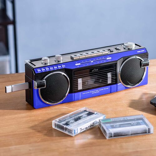 レトロ風ラジカセ 80年代デザイン USBメモリ SDカード 再生/録音