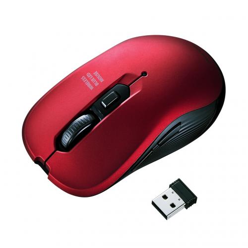 ブルーLEDワイヤレスマウス 5ボタン DPI切替 ラバーコーティング