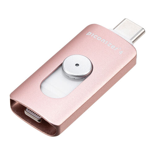 Lightning/Type-C USBメモリ 128GB ローズゴールド iPhone Android 対応 MFi認証 バックアップ iPad USB 10Gbps Piconizer4