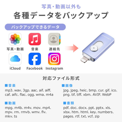 Piconizer 4 128GB USBメモリ バイオレット Lightning USB Type-C