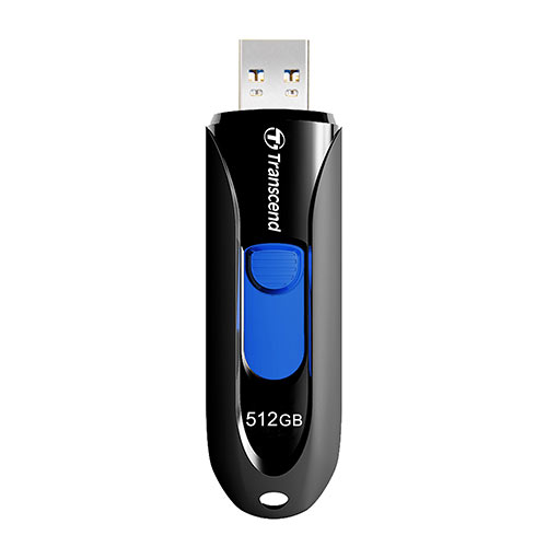 USBメモリ 512GB USB3.1 Gen1 キャップレス スライド式 JetFlash 790 ブラック Transcend