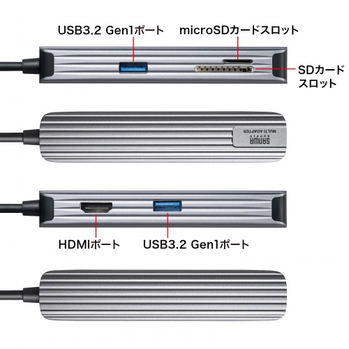 アウトレット】USB Type-Cマルチ変換アダプタ HDMI SD/microSDカード