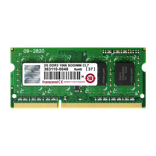 増設メモリ 2GB DDR3-1066 PC3-8500 SO-DIMM Transcend製【メモリダイレクト】