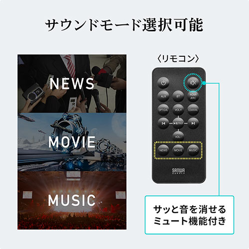 サウンドバー(テレビスピーカー・Bluetooth対応・最大200W出力・ワイヤレスサブウーハー・HDMI接続・ARC対応)【メモリダイレクト】