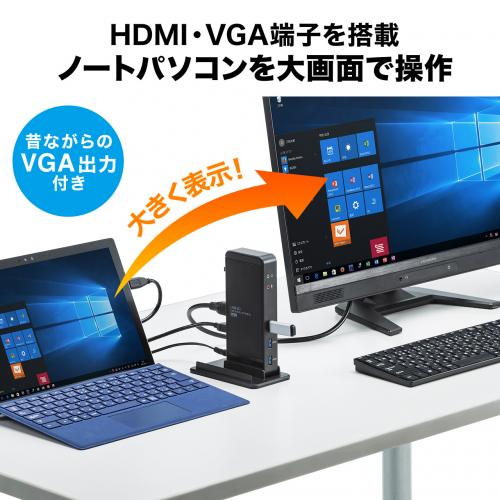 処分特価】ドッキングステーション 縦型スタンドタイプ USB A接続 HDMI