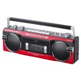 【アウトレット】レトロ風ラジカセ 80年代デザイン USBメモリ SDカード 再生/録音 Bluetooth対応 レッド