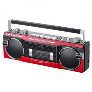 【アウトレット】レトロ風ラジカセ 80年代デザイン USBメモリ SDカード 再生/録音 Bluetooth対応 レッド