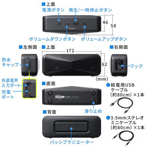 Bluetoothスピーカー 防水 低遅延 小型 24時間再生 ポータブル 低音