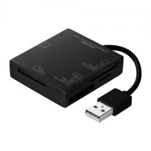 USBマルチカードリーダー SD microSD CF MS xDピクチャーカード対応 USB2.0 USB A接続 ブラック