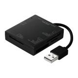 USBマルチカードリーダー SD microSD CF MS xDピクチャーカード対応 USB2.0 USB A接続 ブラック