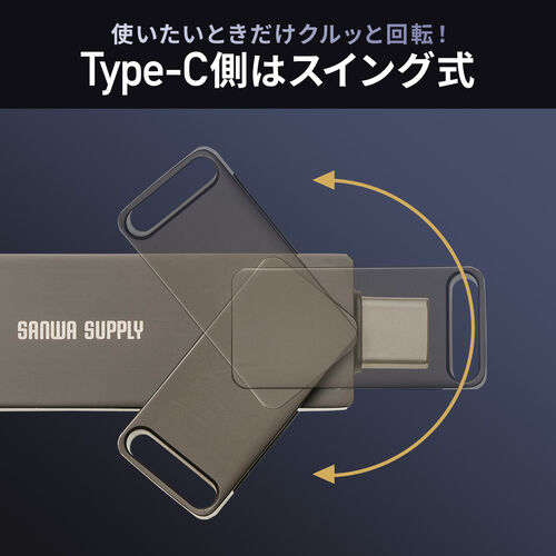 スティック型SSD 1TB USB 10Gbps USB A USB-C デュアルコネクタ ガン