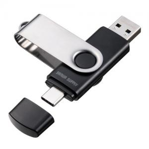 USBメモリ 32GB USB A USB Type-C デュアルコネクタ USB 5Gbps スイング式 ネックストラップ付き