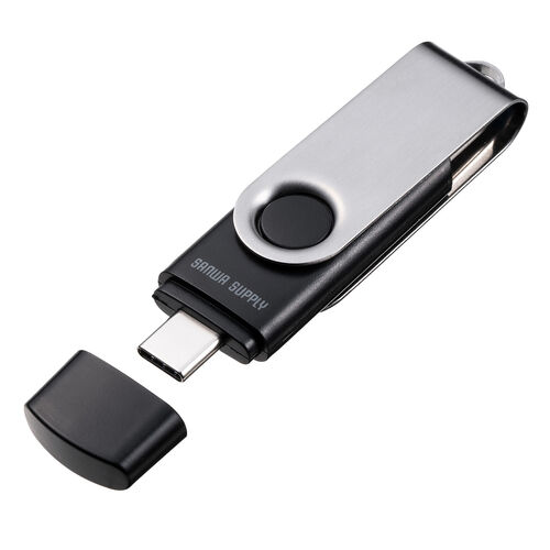 USBメモリ 64GB USB A USB Type-C デュアルコネクタ USB 5Gbps スイング式 ネックストラップ付き【メモリダイレクト】