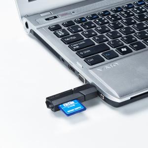 【アウトレット】カードリーダー USB3.0 SDカード スライドキャップ付き ブラック