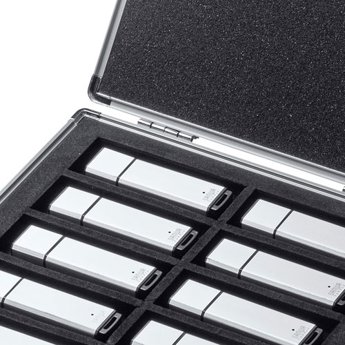 USBメモリーケース 10本収納 シルバー【メモリダイレクト】