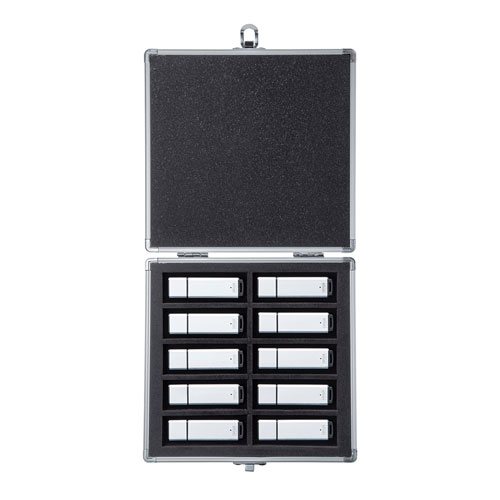 USBメモリーケース 10本収納 シルバー【メモリダイレクト】