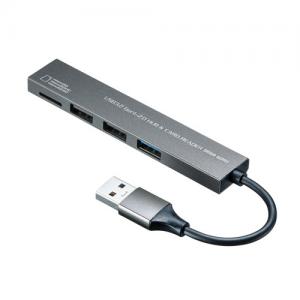 USB 3.2 Gen1+USB2.0 コンボ　スリムハブ(カードリーダー付き)