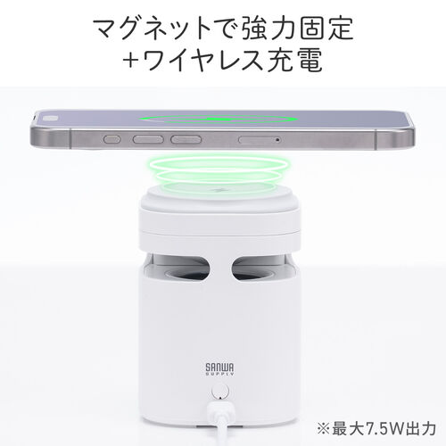Bluetoothスピーカー ワイヤレス充電 7.5W スタンド機能 ホワイト