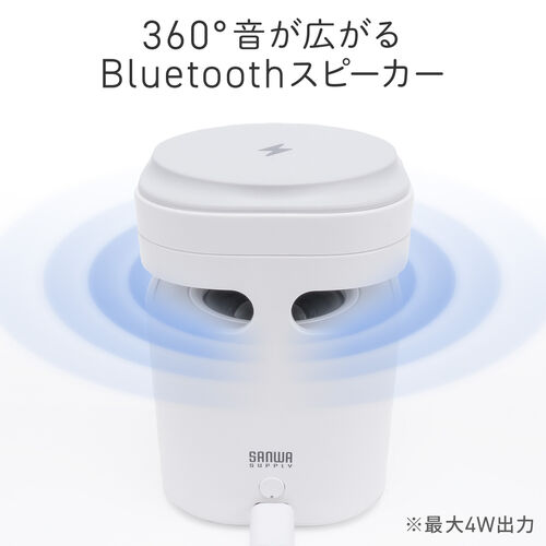 Bluetoothスピーカー ワイヤレス充電 7.5W スタンド機能 ホワイト