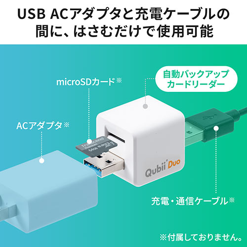 Qubii Duo iPhone iPad iOS Android 自動バックアップ microSDカード