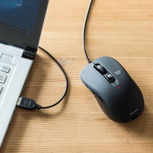 400-MA096 レビュー / 有線マウス USB Aコネクタ 5ボタン ブルー