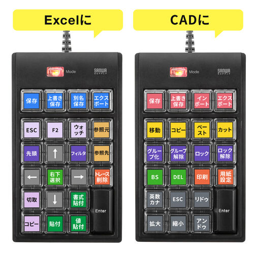 マクロテンキー 22キー割当 有線 USB-A接続 DTM CAD ショートカット