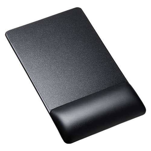 リストレスト付きマウスパッド レザー調素材 高さ18.5mm ブラック