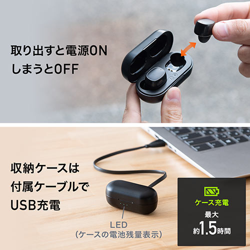 完全ワイヤレスイヤホン(フルワイヤレス / Bluetooth5.0対応 / IPX4 