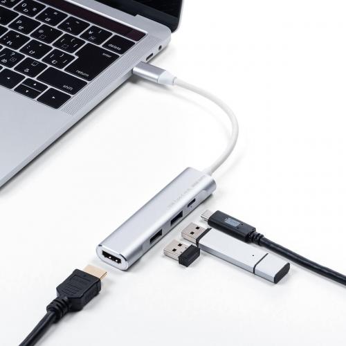 USB Type-Cハブ USB PD充電 60W対応 HDMI出力 MacBook iPad Pro対応 4K