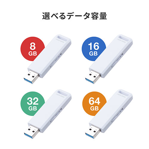 USBメモリ 64GB USB3.2 Gen1 ホワイト スライド式 高速データ転送