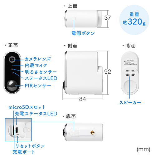 400-SSA006 レビュー / ネットワークカメラ 屋外用 IP65 電源不要 Wi