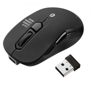 小型ワイヤレスマウス Bluetooth / 2.4GHz USB-C充電式 戻る/進む 5ボタン 静音 無線 ラバーコーティング ブラック